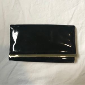 Black Shiny Clutch with Golden Rim
